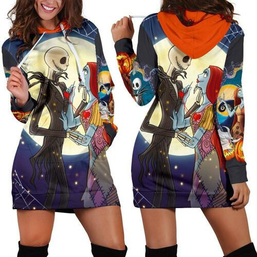 Jack Skellington Hoodie Dress Sweater Dress Sweatshirt Dress 3d All Over Print For Women Hoodie