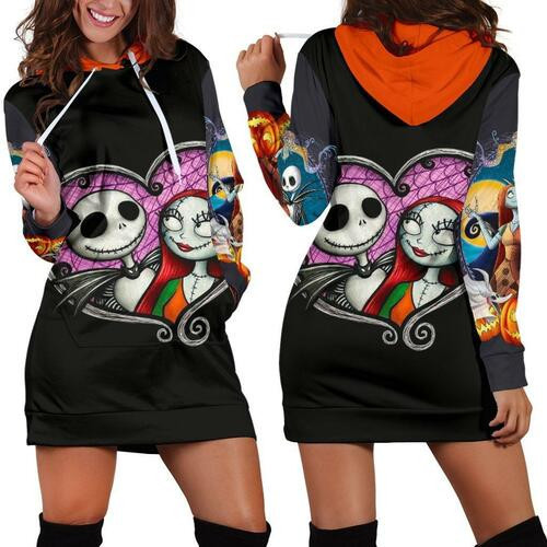 Jack Skellington Hoodie Dress Sweater Dress Sweatshirt Dress 3d All Over Print For Women Hoodie