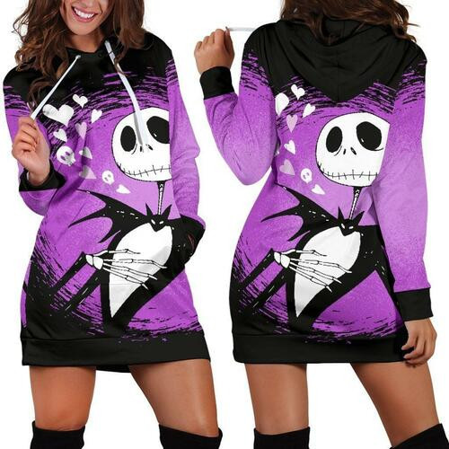 Jack Skellington Hoodie Dress Sweater Dress Sweatshirt Dress 3d All Over Print For Women Hoodie