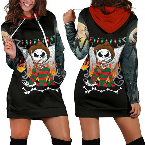 Jack Skellington Hoodie Dress Sweater Dress Sweatshirt Dress 3d All Over Print For Women Hoodie