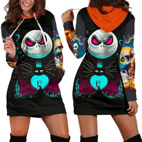 Jack Skellington Hoodie Dress Sweater Dress Sweatshirt Dress 3d All Over Print For Women Hoodie