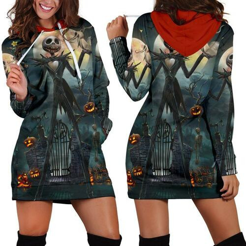 Jack Skellington Hoodie Dress Sweater Dress Sweatshirt Dress 3d All Over Print For Women Hoodie