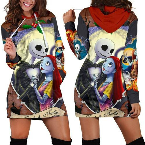 Jack Skellington Hoodie Dress Sweater Dress Sweatshirt Dress 3d All Over Print For Women Hoodie