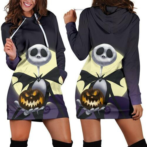 Jack Skellington Hoodie Dress Sweater Dress Sweatshirt Dress 3d All Over Print For Women Hoodie