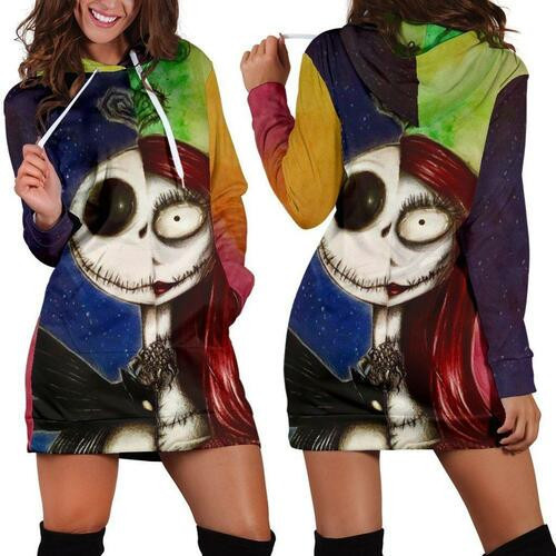 Jack Skellington Hoodie Dress Sweater Dress Sweatshirt Dress 3d All Over Print For Women Hoodie