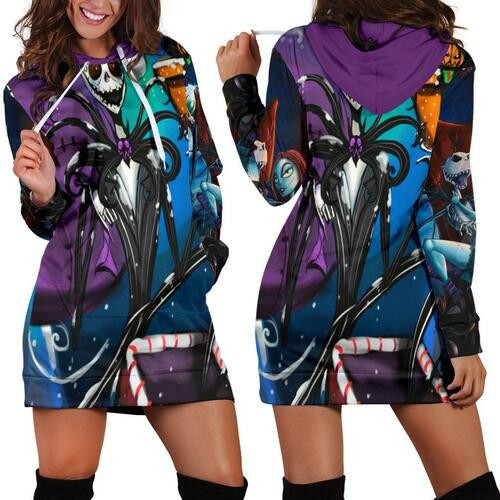 Jack Skellington Hoodie Dress Sweater Dress Sweatshirt Dress 3d All Over Print For Women Hoodie