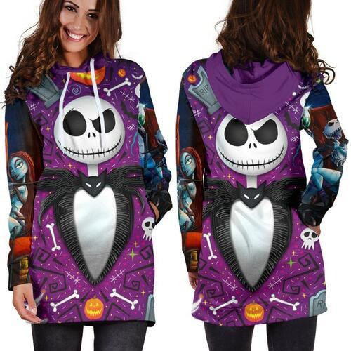 Jack Skellington Hoodie Dress Sweater Dress Sweatshirt Dress 3d All Over Print For Women Hoodie