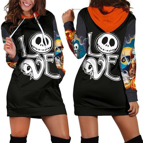 Jack Skellington Hoodie Dress Sweater Dress Sweatshirt Dress 3d All Over Print For Women Hoodie