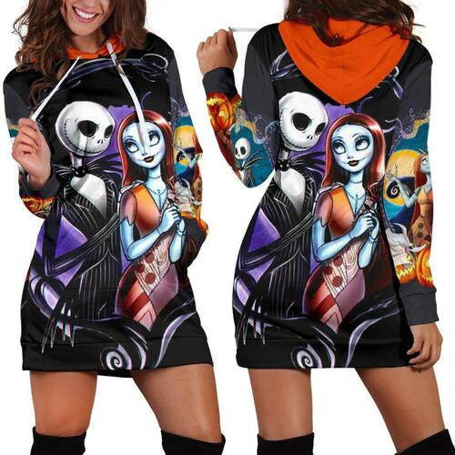 Jack Skellington Hoodie Dress Sweater Dress Sweatshirt Dress 3d All Over Print For Women Hoodie