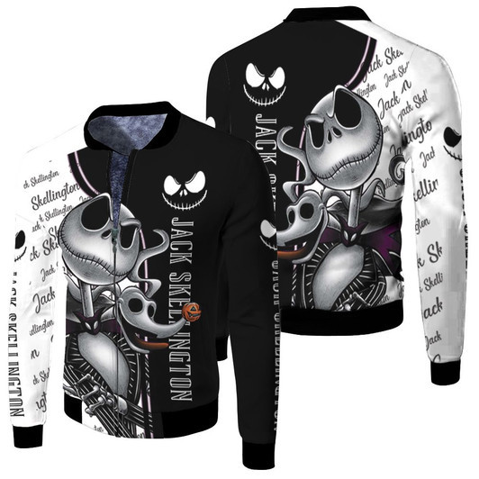 Jack Skellington Jack Daniels Whiskey Fleece Bomber Jacket