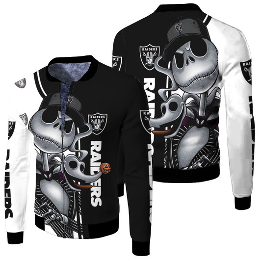 Jack Skellington Las Vegas Raiders Fleece Bomber Jacket