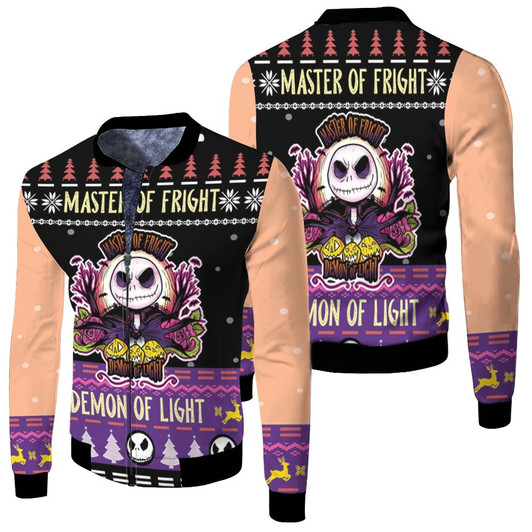 Jack Skellington Master Of Fright Demon Of Light Christmas Halloween Fleece Bomber Jacket