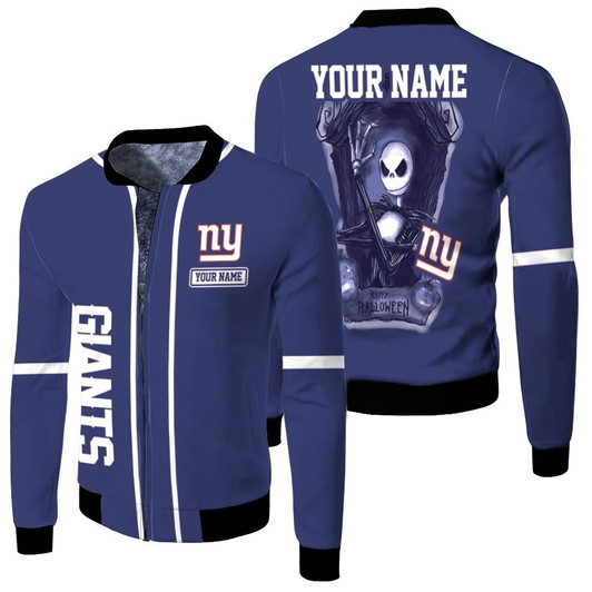 Jack Skellington New York Giants Navy Fleece Bomber Jacket