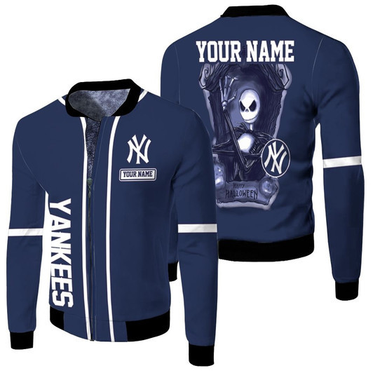 Jack Skellington New York Yankees Navy Fleece Bomber Jacket