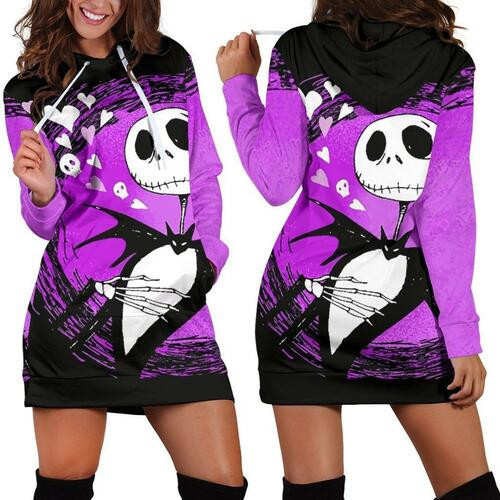 Jack Skellington Purple Hoodie Dress Sweater Dress Sweatshirt Dress 3d All Over Print For Women Hoodie