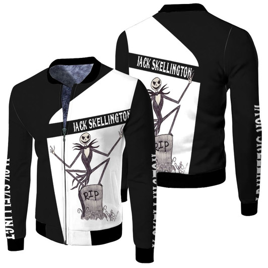 Jack Skellington Rip The King Demon White Black Mixture Fleece Bomber Jacket