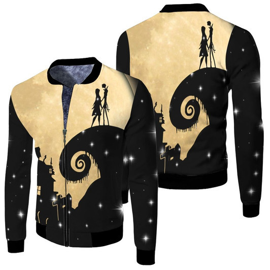 Jack Skellington Sally Nightmare Before Christmas Fleece Bomber Jacket