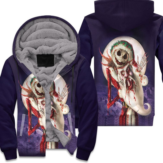 Jack Skellington Santa Costume Nightmare Before Christmas Halloween 3D Fleece Hoodie