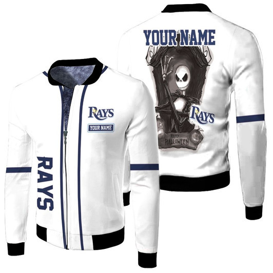 Jack Skellington Tampa Bay Rays White Fleece Bomber Jacket