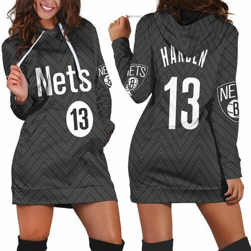 James Harden Nets 2020-21 Earned Edition Black Jersey Inspired Hoodie Dress Sweater Dress Sweatshirt Dress