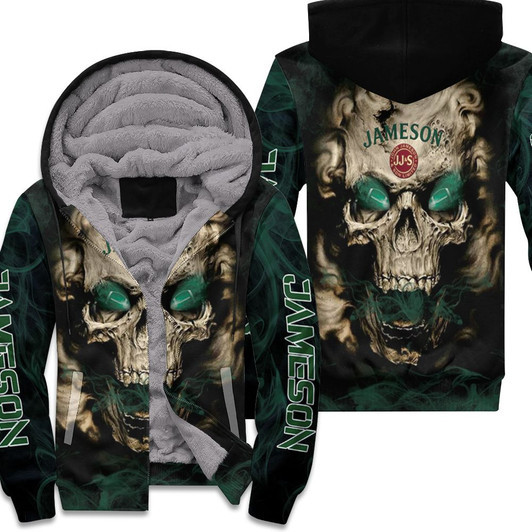 Jameson Irish Whiskey Skull 3D Fleece Hoodie