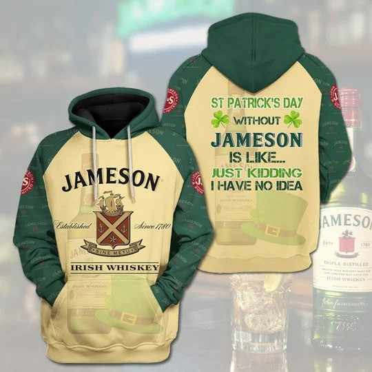 Jameson Irish Whiskey St Patrick Days 3d Hoodie