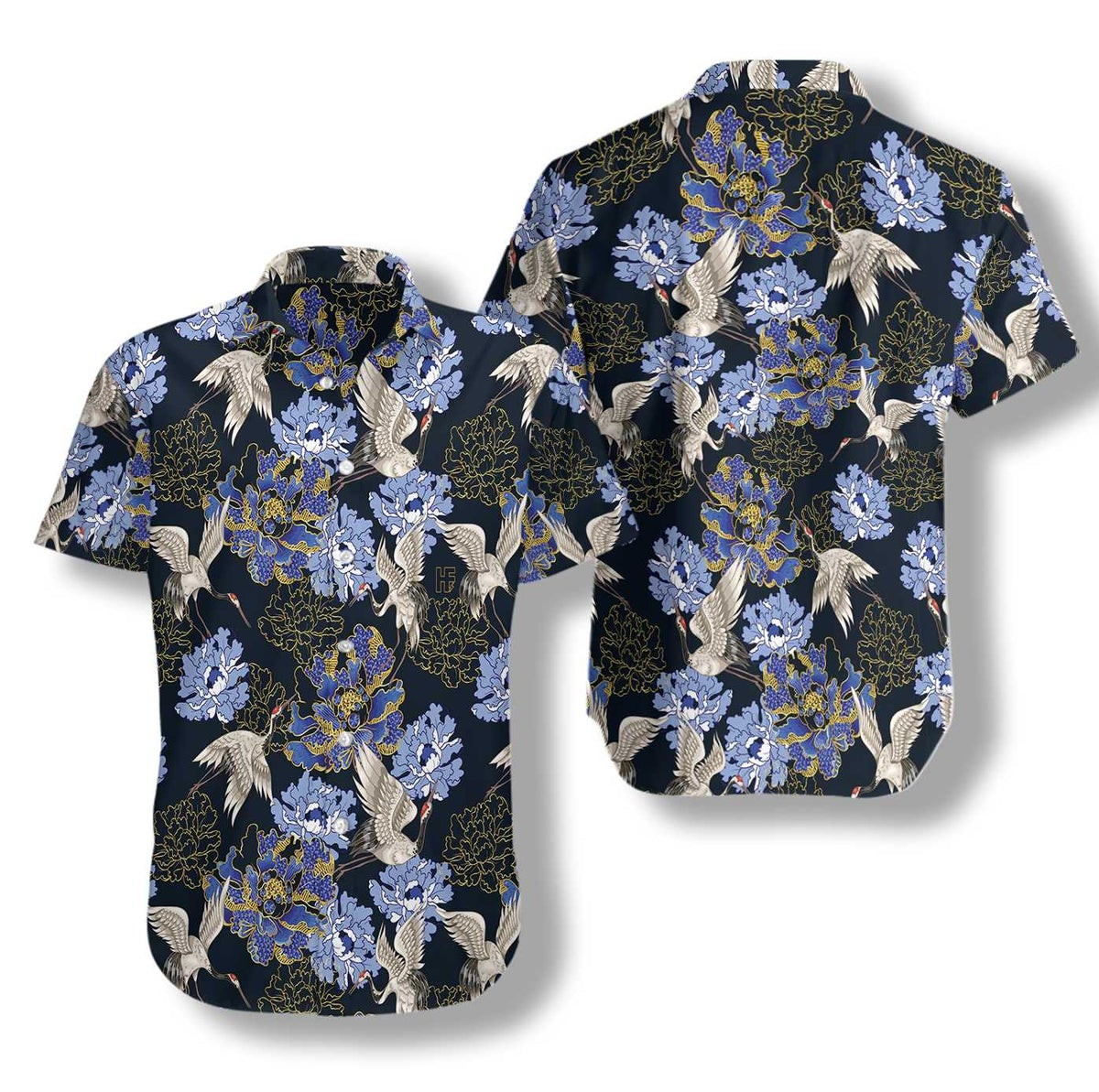 Japanese White Cranes Hawaiian Shirt