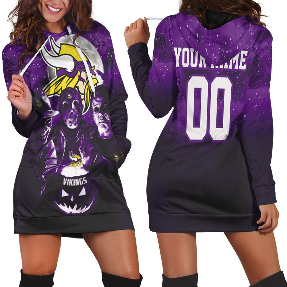 Jason Freddy Myers Minnesota Vikings Halloween All Over 3d Hoodie Dress Sweater Dress Sweatshirt Dress