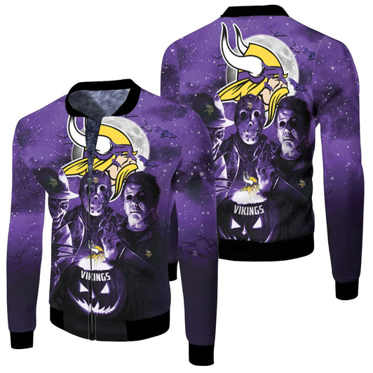 Jason Freddy Myers Minnesota Vikings Halloween All Over Fleece Bomber Jacket