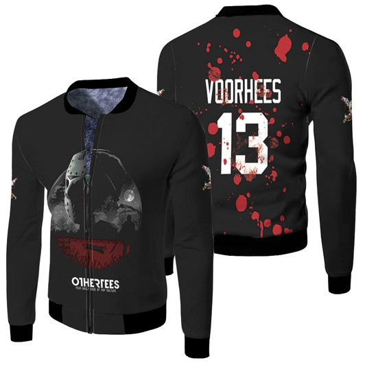 Jason Voorhees 13 Killer Monster Halloween Black Fleece Bomber Jacket