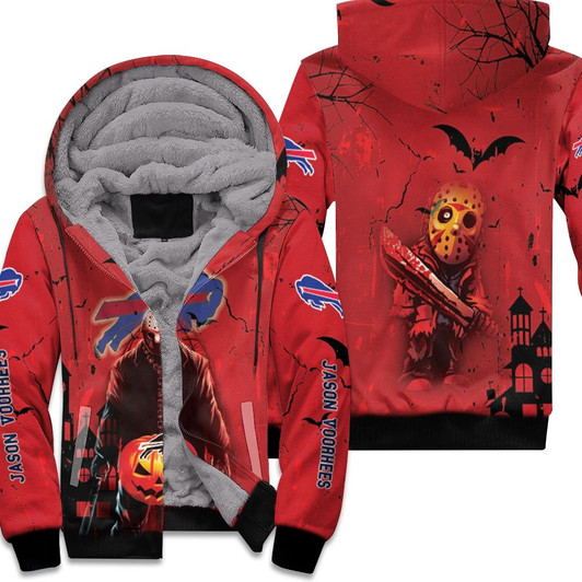 Jason Voorhees Buffalo Bills Halloween Red 3D Allover Gift For Bills Fans And Halloween Lovers Fleece Hoodie