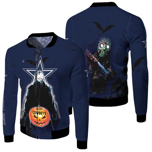 Jason Voorhees Dallas Cowboys Halloween Black Fleece Bomber Jacket