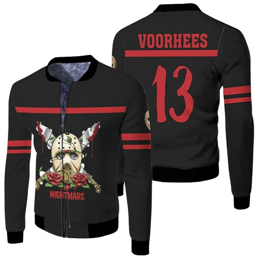 Jason Voorhees Nightmare 13 Killer Monster Halloween Black Fleece Bomber Jacket