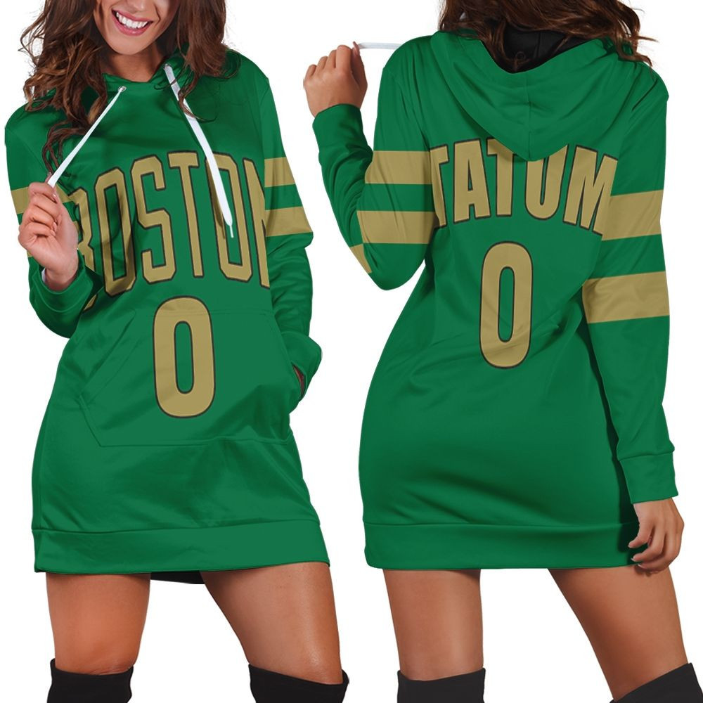 Jayson Tatum Boston Celtics 2020 Finished City Edition Kelly Green Jersey Hoodie Dress Sweater Dress Sweatshirt Dress