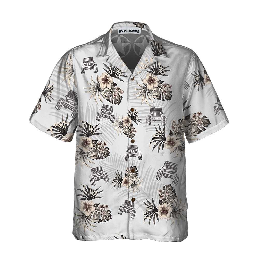 Jeep And Hibiscus Pattern Hawaiian Shirt Tropical Jeep Shirt For Men  Women