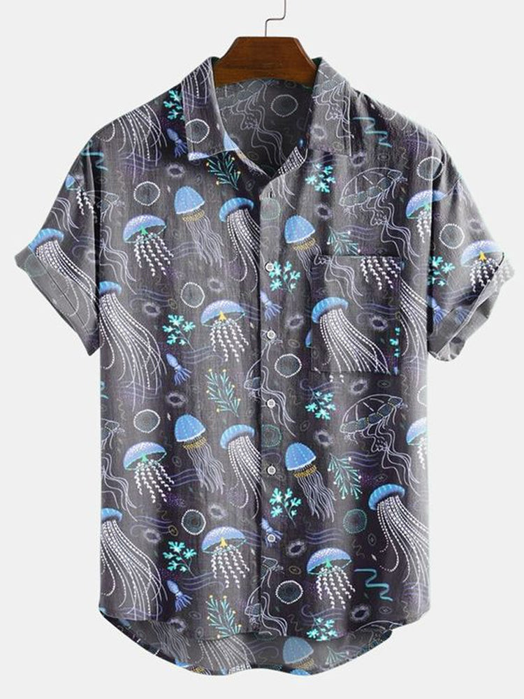 Jellyfish Printed Hawaiian Shirts Summer Hawaiian