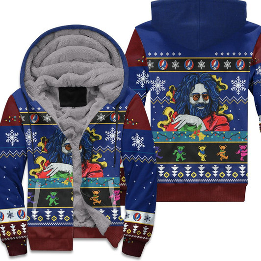 Jerry Garcia Grateful Dead Christmas Bears Christmas Kniting Pattern 3D Fleece Hoodie