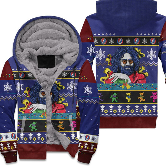 Jerry Garcia Grateful Dead Christmas Bears Christmas Kniting Pattern 3D Fleece Hoodie