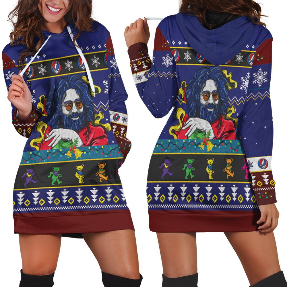 Jerry Garcia Grateful Dead Christmas Bears Christmas Kniting Pattern 3d Hoodie Dress Sweater Dress Sweatshirt Dress