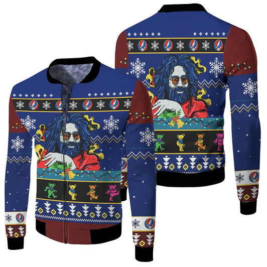 Jerry Garcia Grateful Dead Christmas Bears Christmas Kniting Pattern Fleece Bomber Jacket