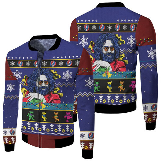 Jerry Garcia Grateful Dead Christmas Bears Christmas Kniting Pattern Fleece Bomber Jacket