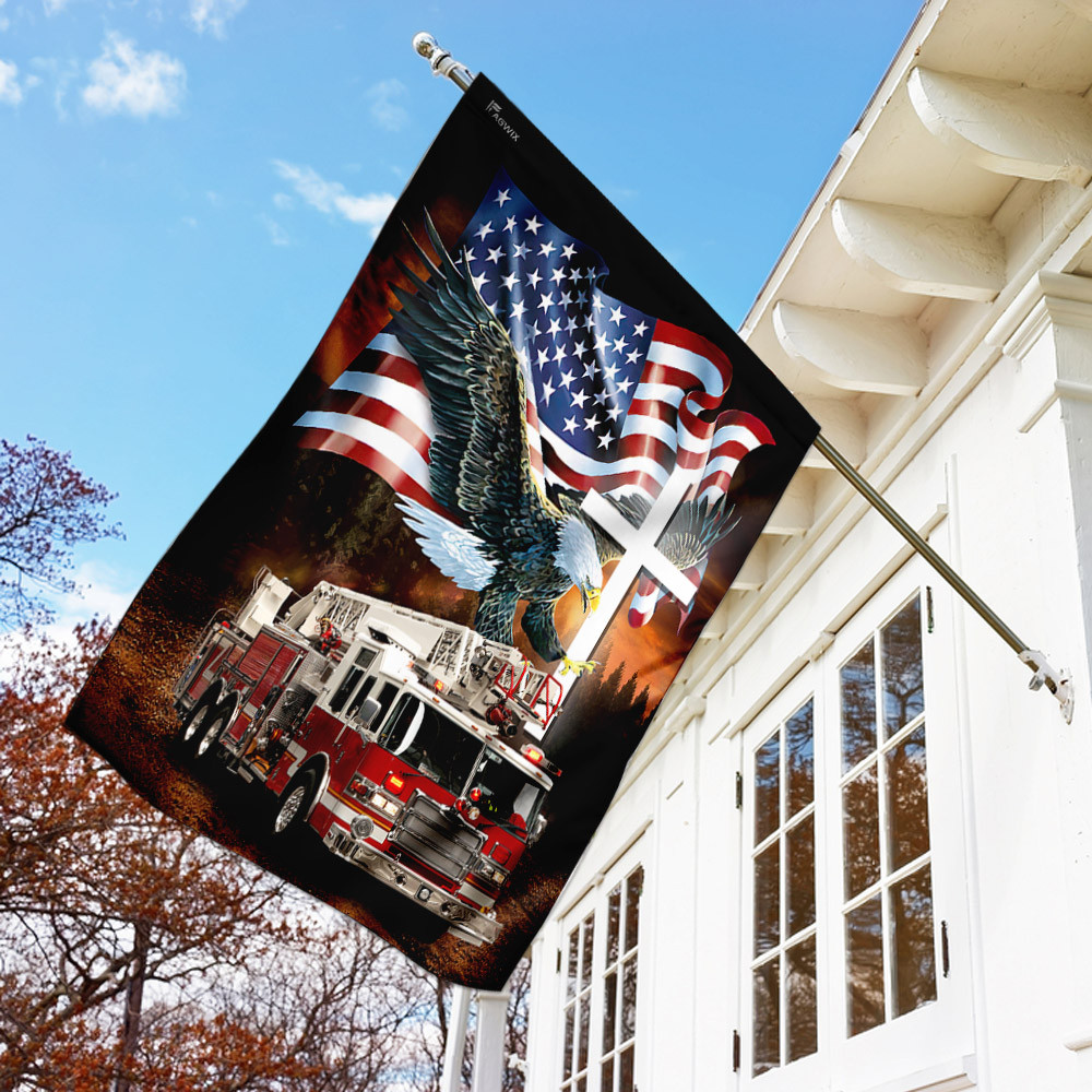 Jesus American Eagle Firefighter Flag God Flag Christian's Flag