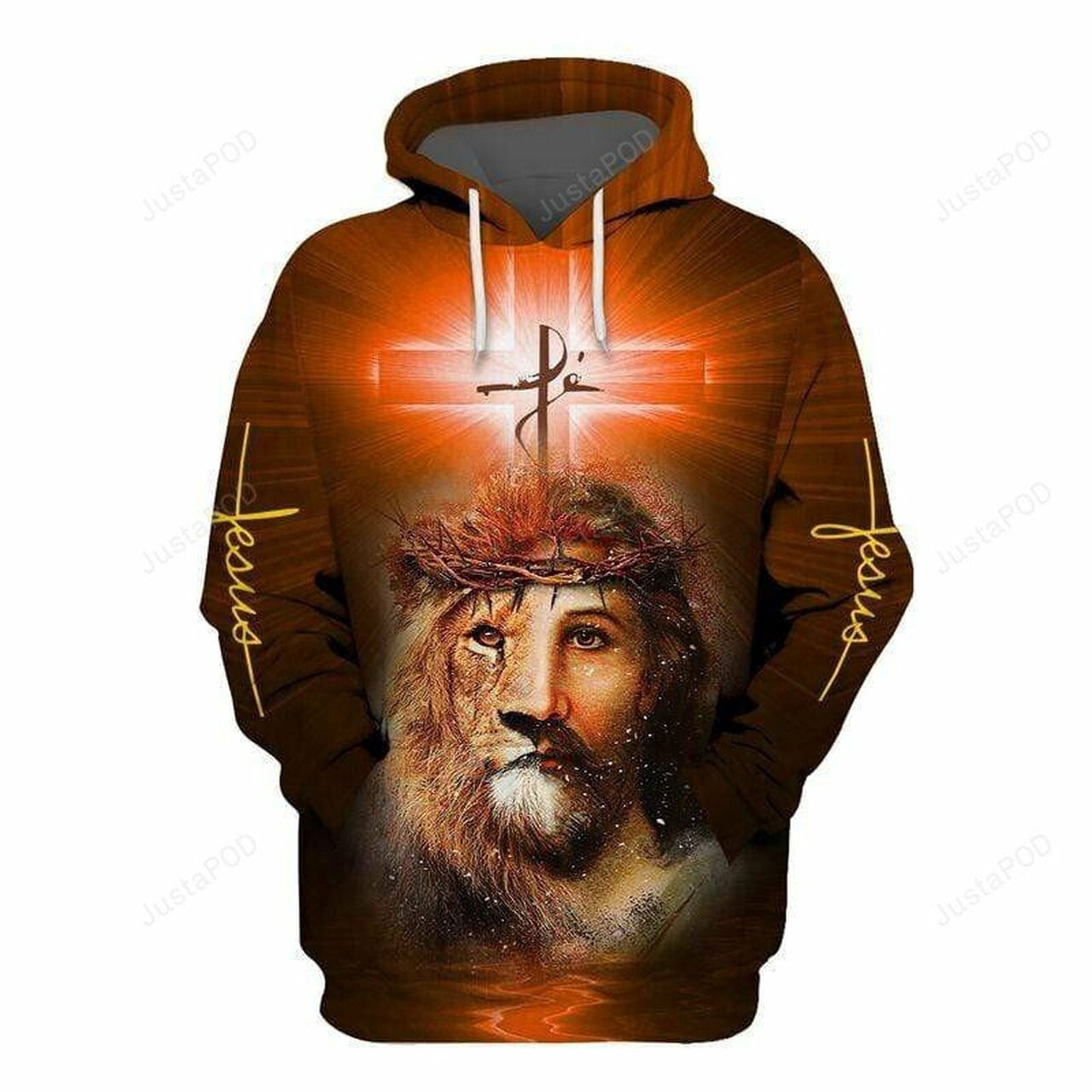 Jesus And Lion Combination 3d All Over Print Hoodie