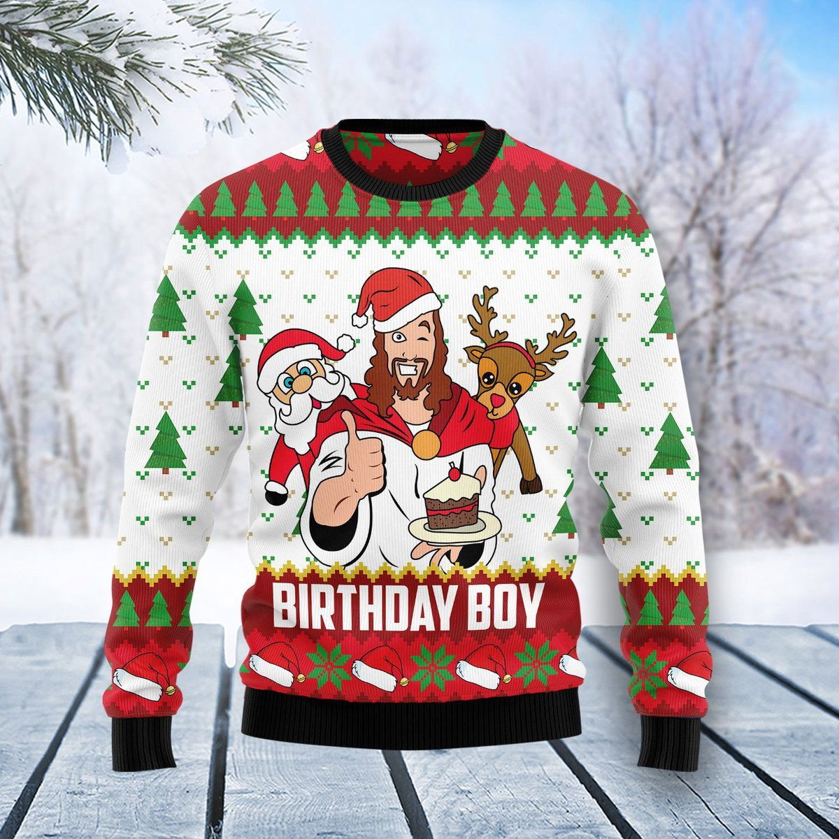 Jesus Birthday Boy Ugly Christmas Sweater Ugly Sweater For Men Women