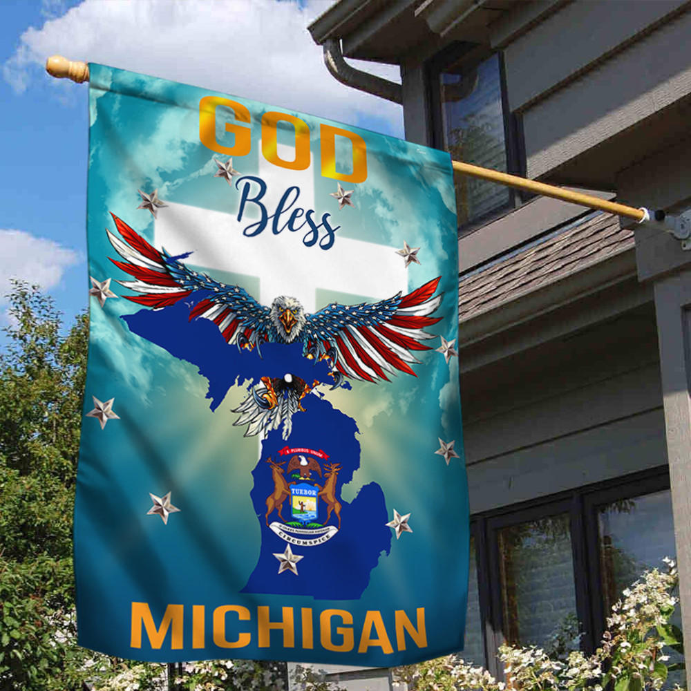 Jesus Flag God Bless Michigan Christian's Flag