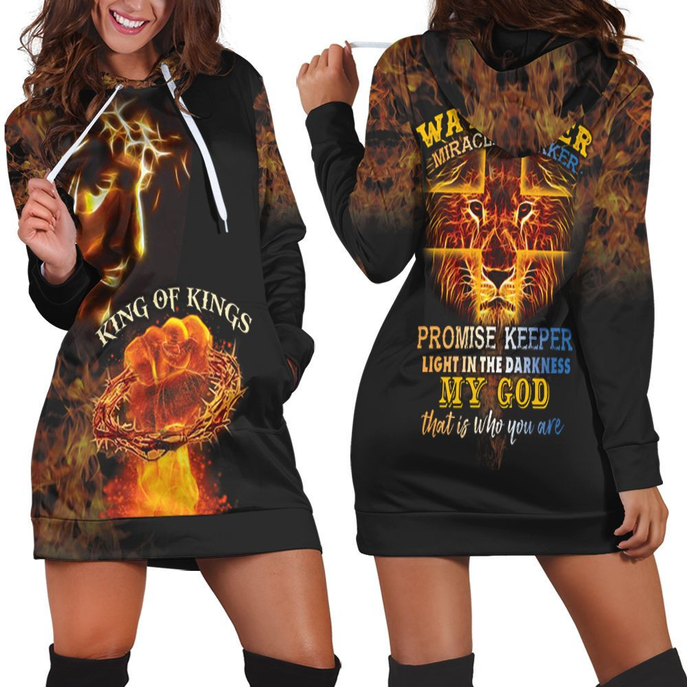 Jesus King Of Kings Way Maker Miracle Worker Lion 3d Hoodie Dress Sweater Dress Sweatshirt Dress