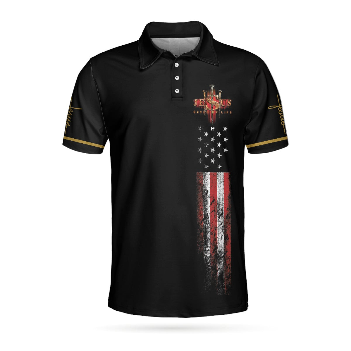 Jesus Saved My Life Christian Polo Shirt American Flag Polo Shirt Best Christian Shirt For Men