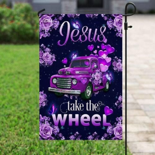 Jesus Take The Wheel Purple Truck Flag Garden Flag House Flag