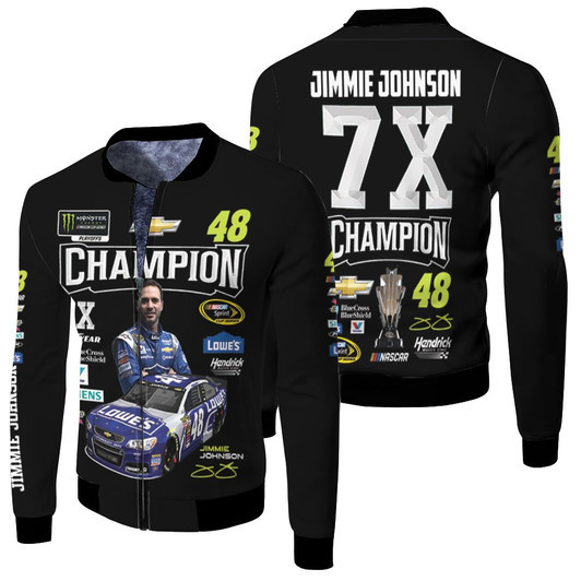 Jimmie Johnson 7X Champion Nascar Racing Driver Signature For Fan Fleece Bomber Jacket