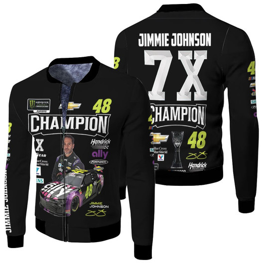 Jimmie Johnson Champion 7X Chevrolet For Fan Fleece Bomber Jacket